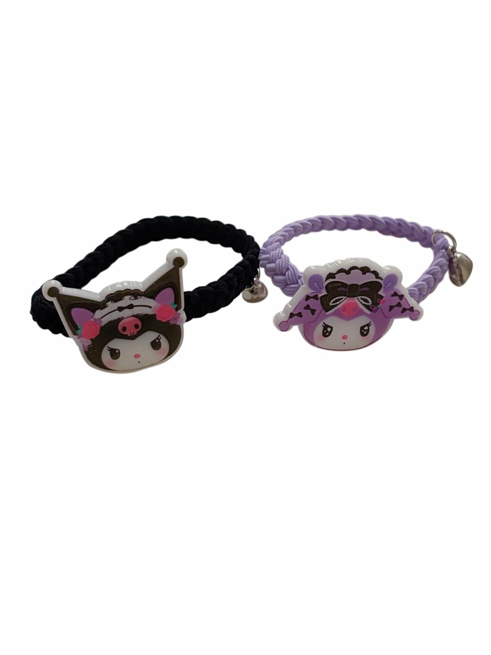 🌸3/$15🌸 Cute Sanrio Kuromi Braided Hair Ties - Black & Lavender